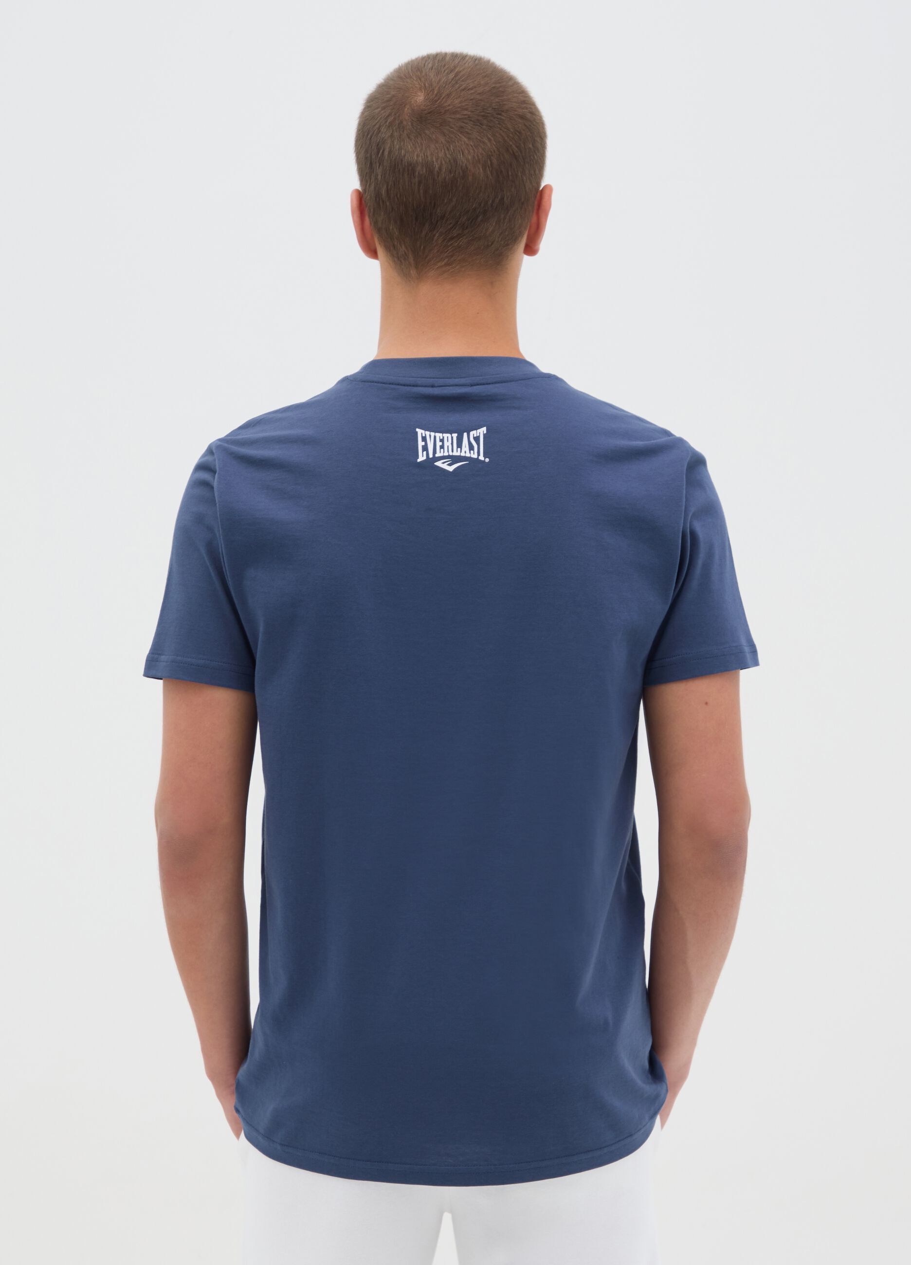 Blue Short Sleeve T-shirt with Everlast Logo Print
