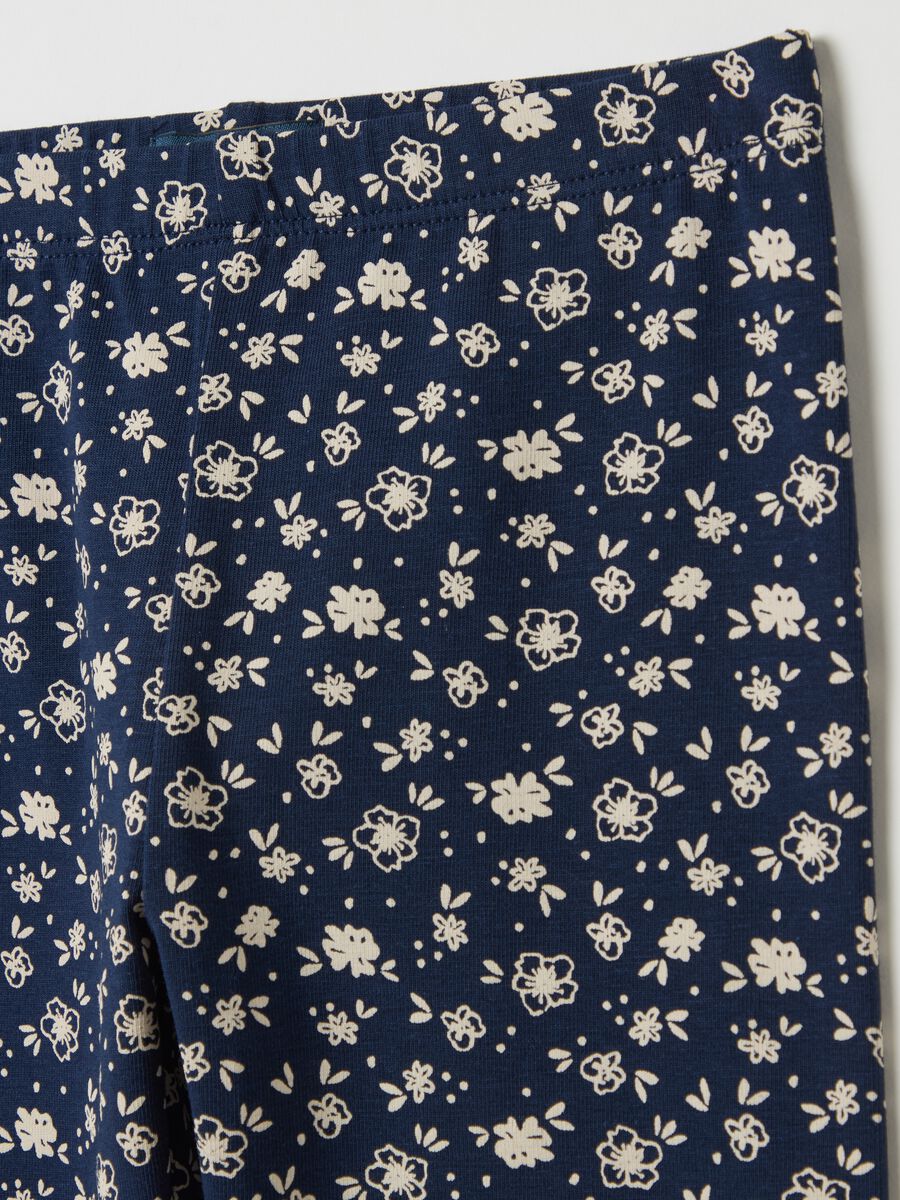 Leggings in stretch cotton with ditsy floral print_2
