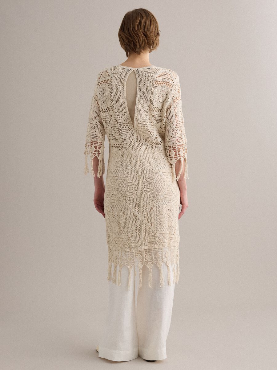 Beige crochet dress in cotton-viscose blend, regular fit_2