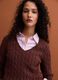 Brown pure cotton cable-knit jumper with deep V-neck_2