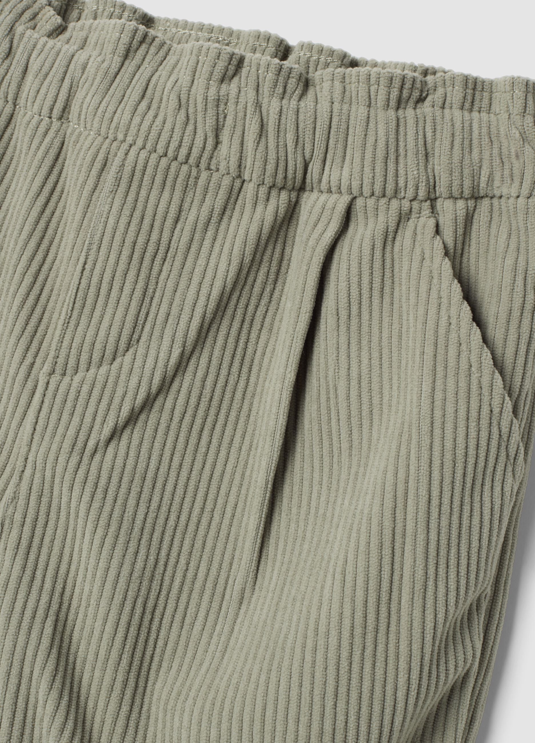 Pantaloni grigi a coste con vita elasticizzata