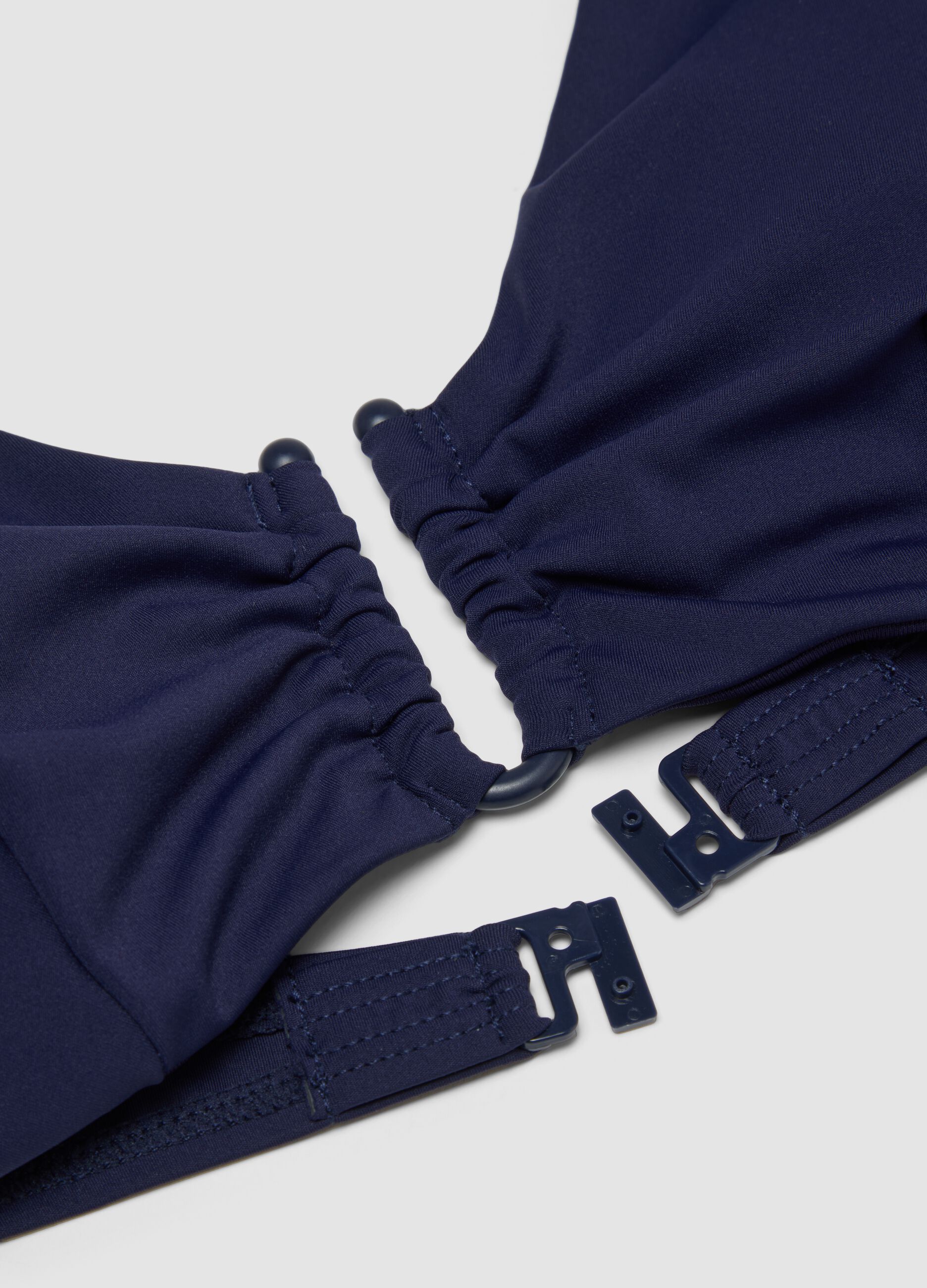 Blue triangle bikini top in stretch fabric