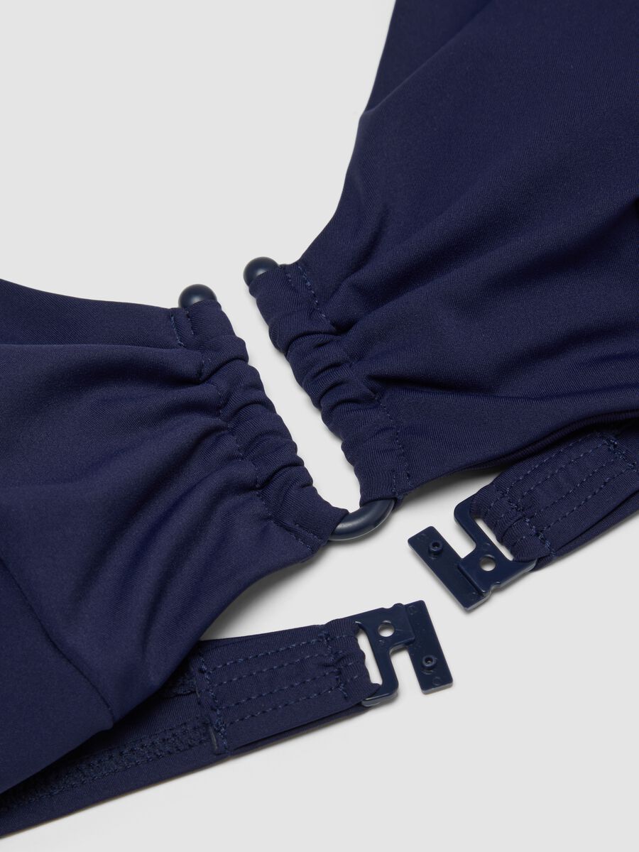 Blue triangle bikini top in stretch fabric_5