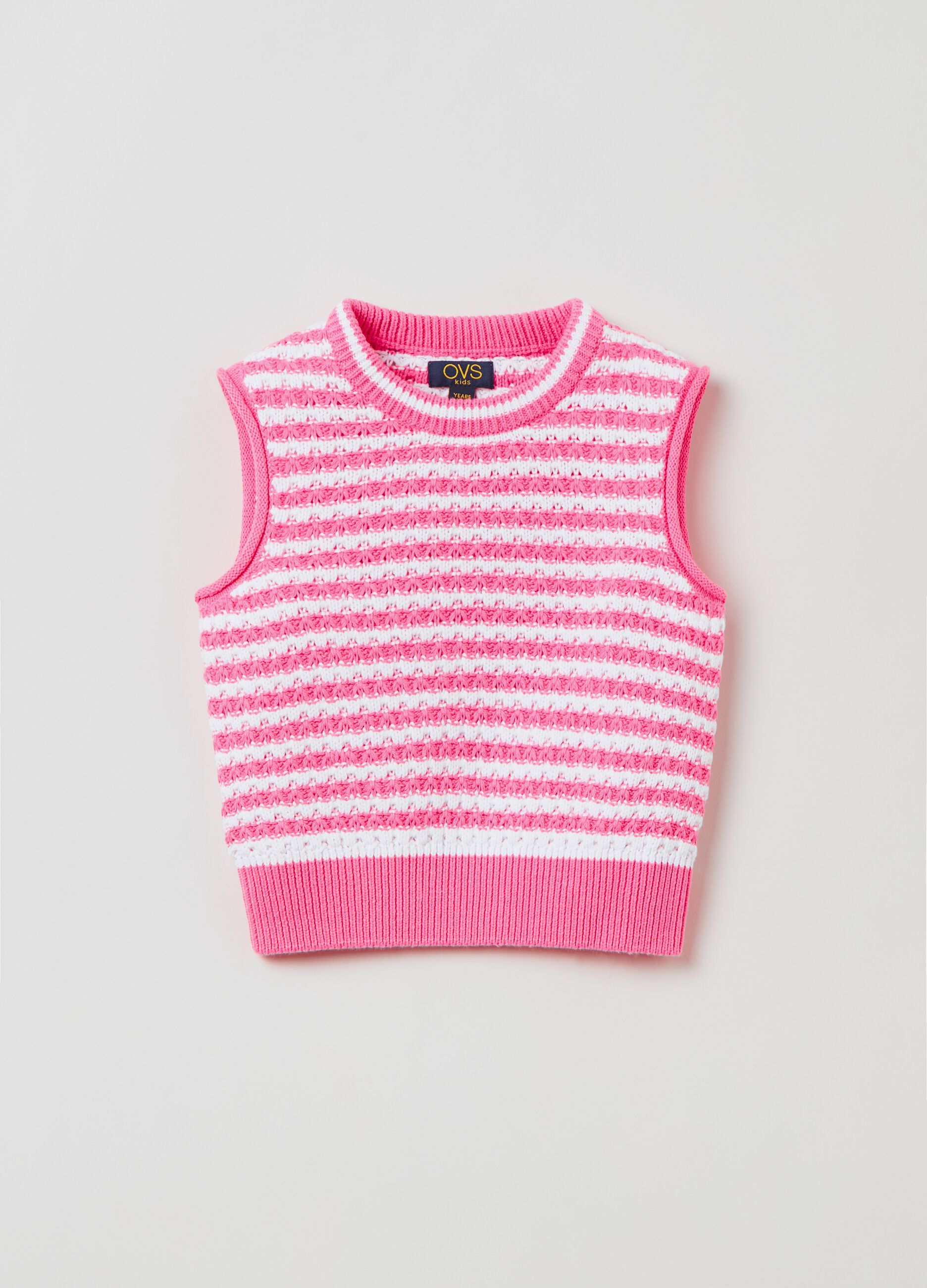 Striped knitted cotton tank top
