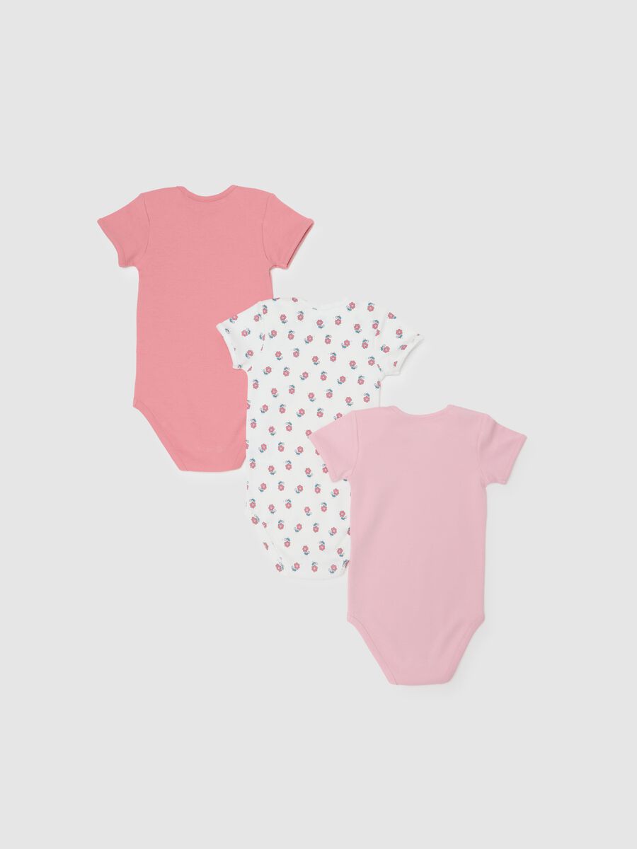 Set of three-pack bodysuits for girls in multicolour pure cotton_1