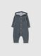 Grey newborn cotton blend hooded onesie_0