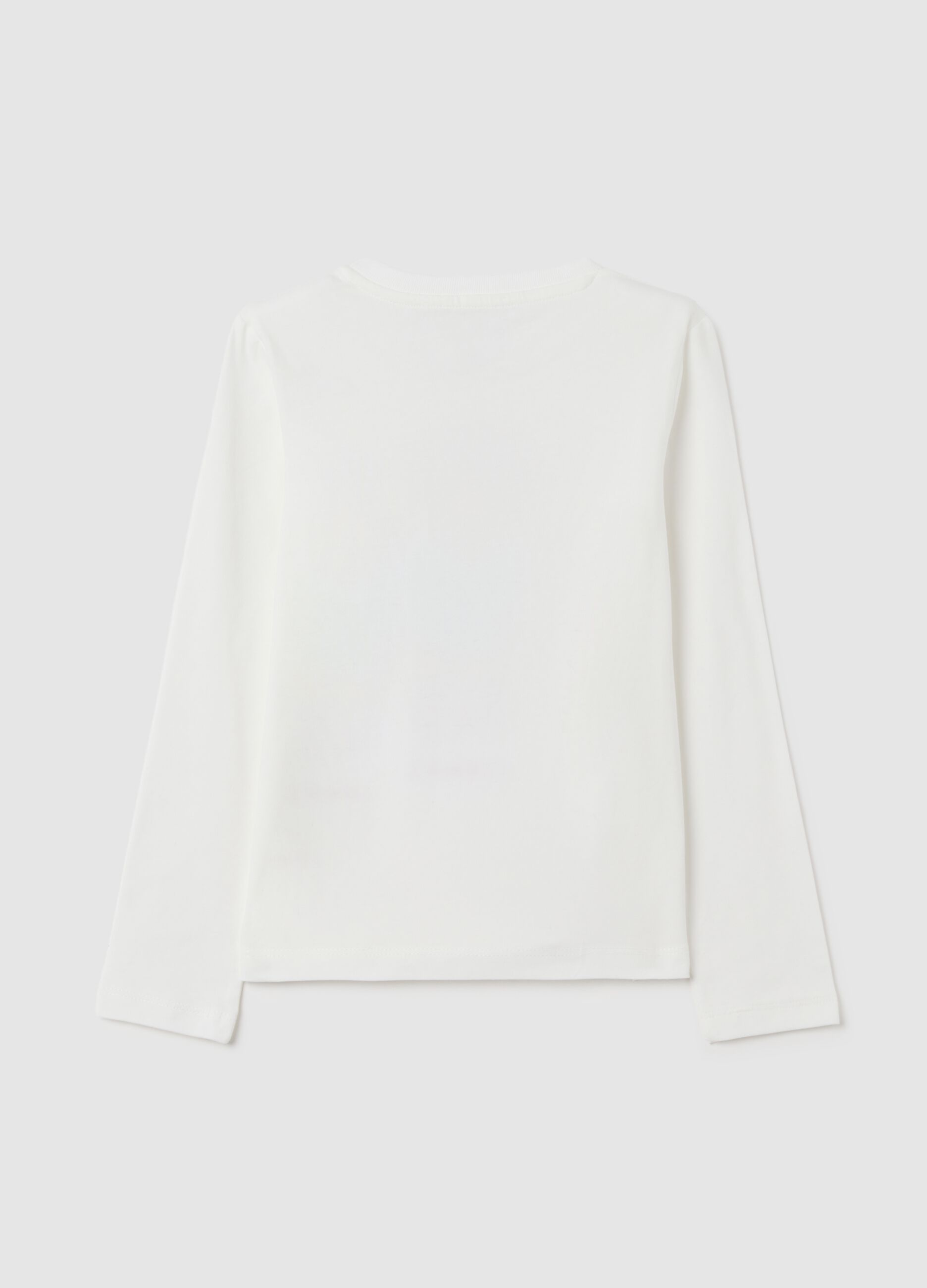 Girls' white regular fit stretch cotton t-shirt