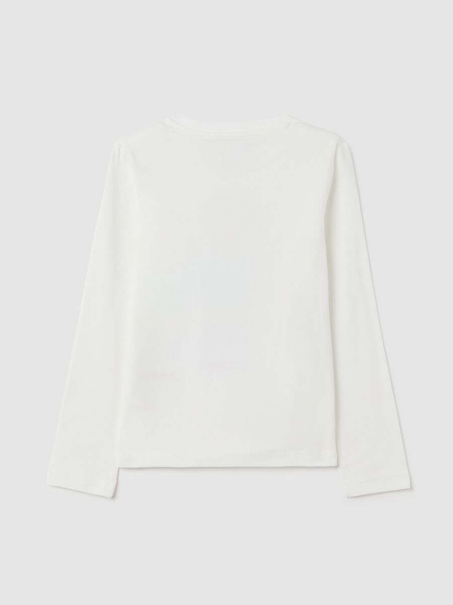 Girls' white regular fit stretch cotton t-shirt_4