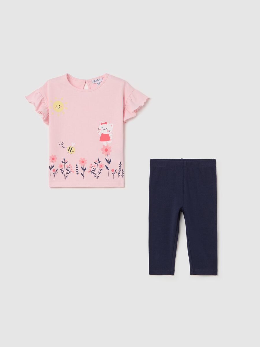 Cotton jogging set with girl kitten print_0