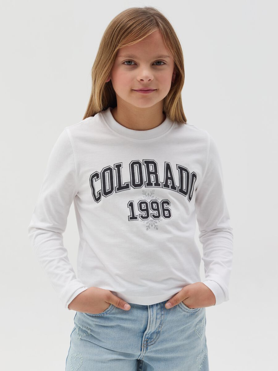 Long-sleeved T-shirt with lettering print_0