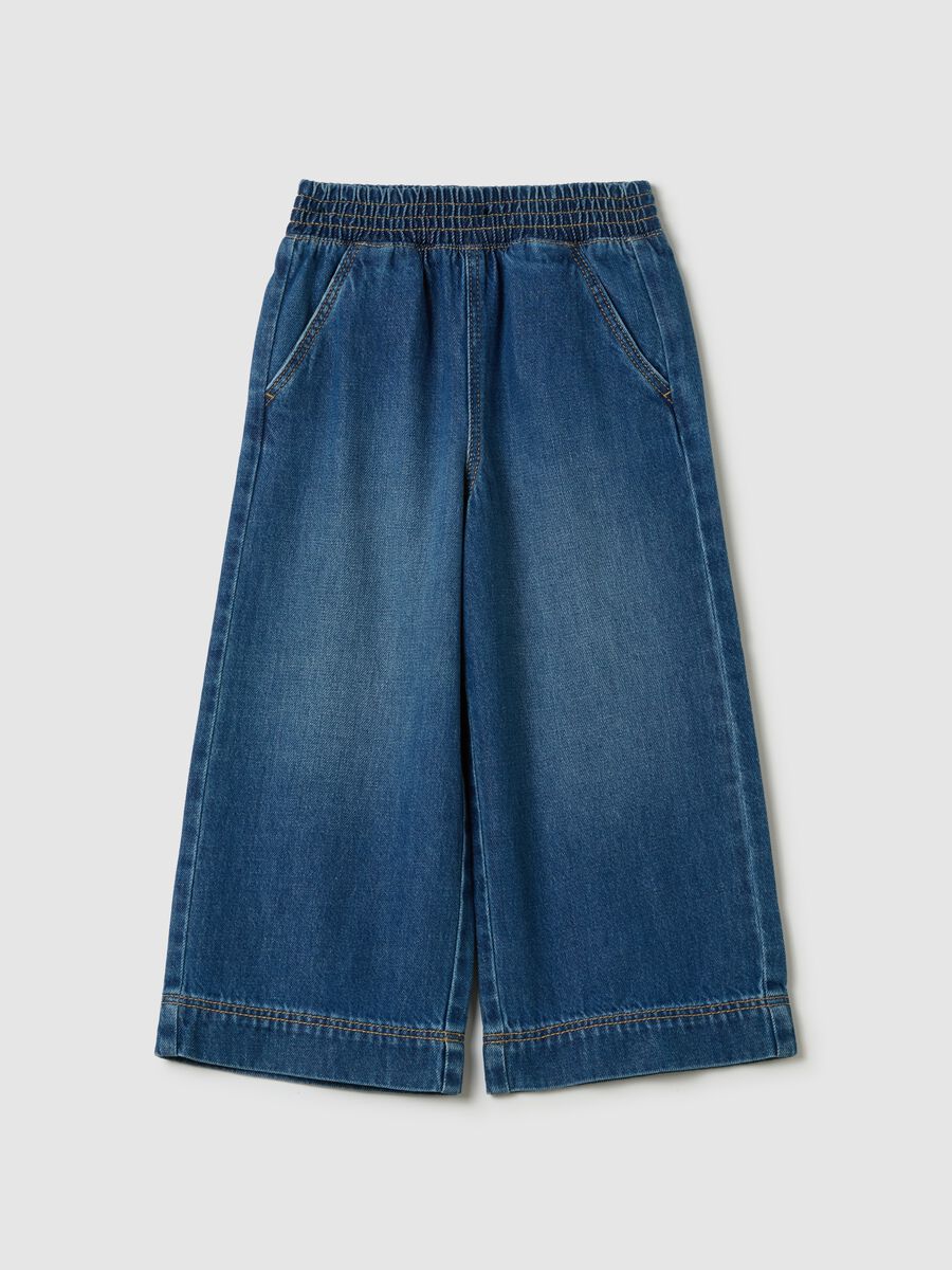 Wide-leg joggers in denim_0