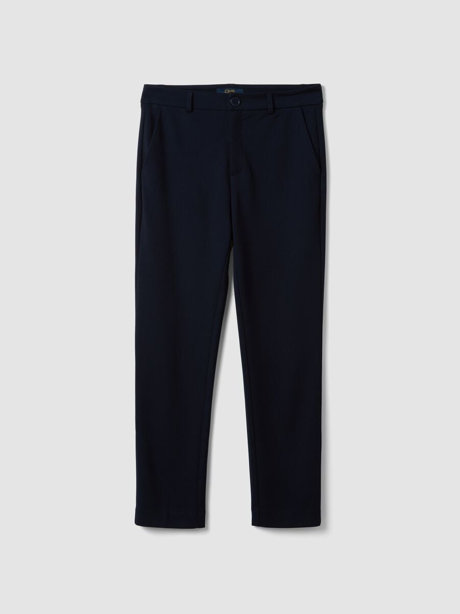Pantaloni blu in viscosa elasticizzato_4