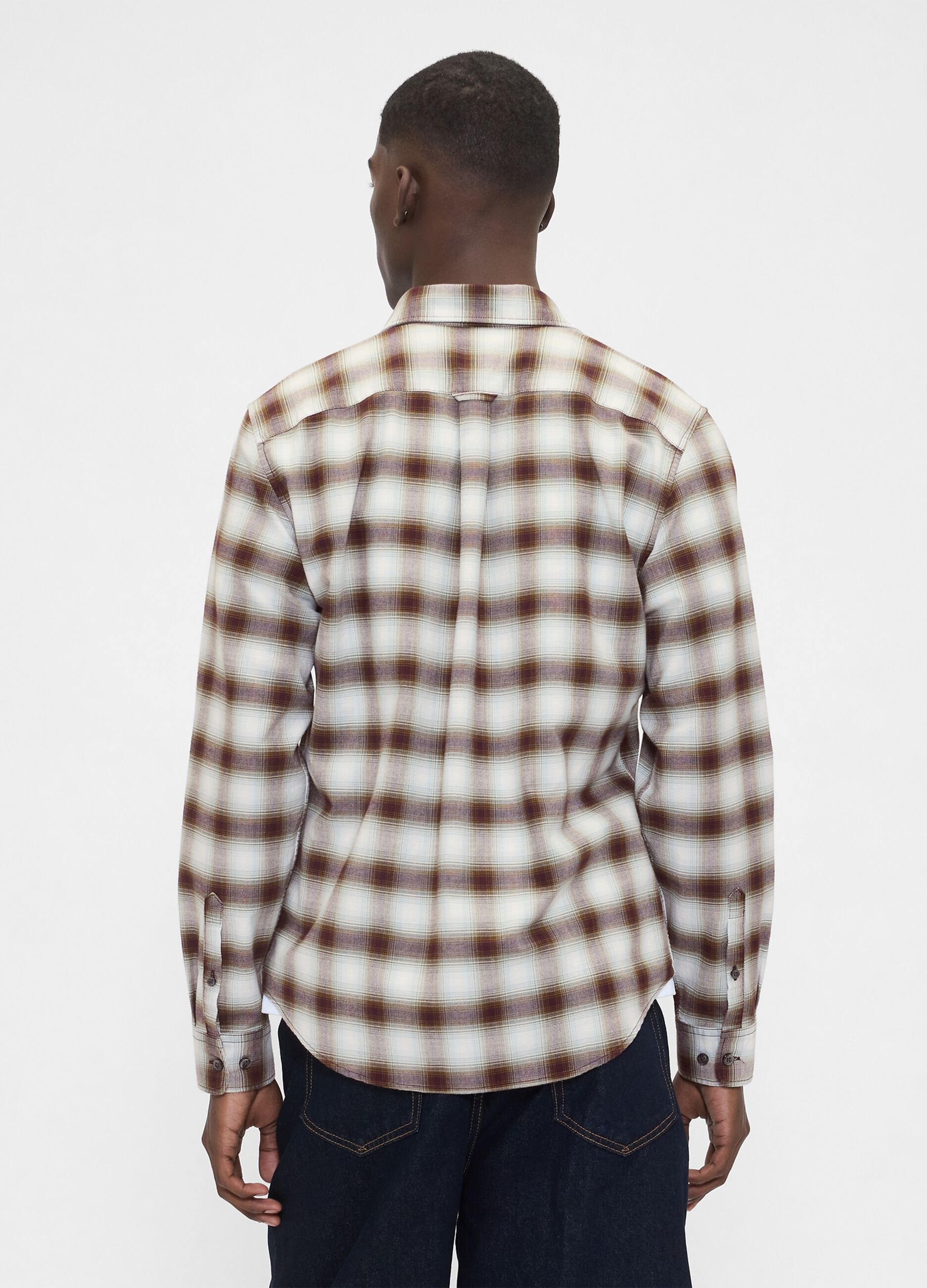 Stretch Brown Check Shirt