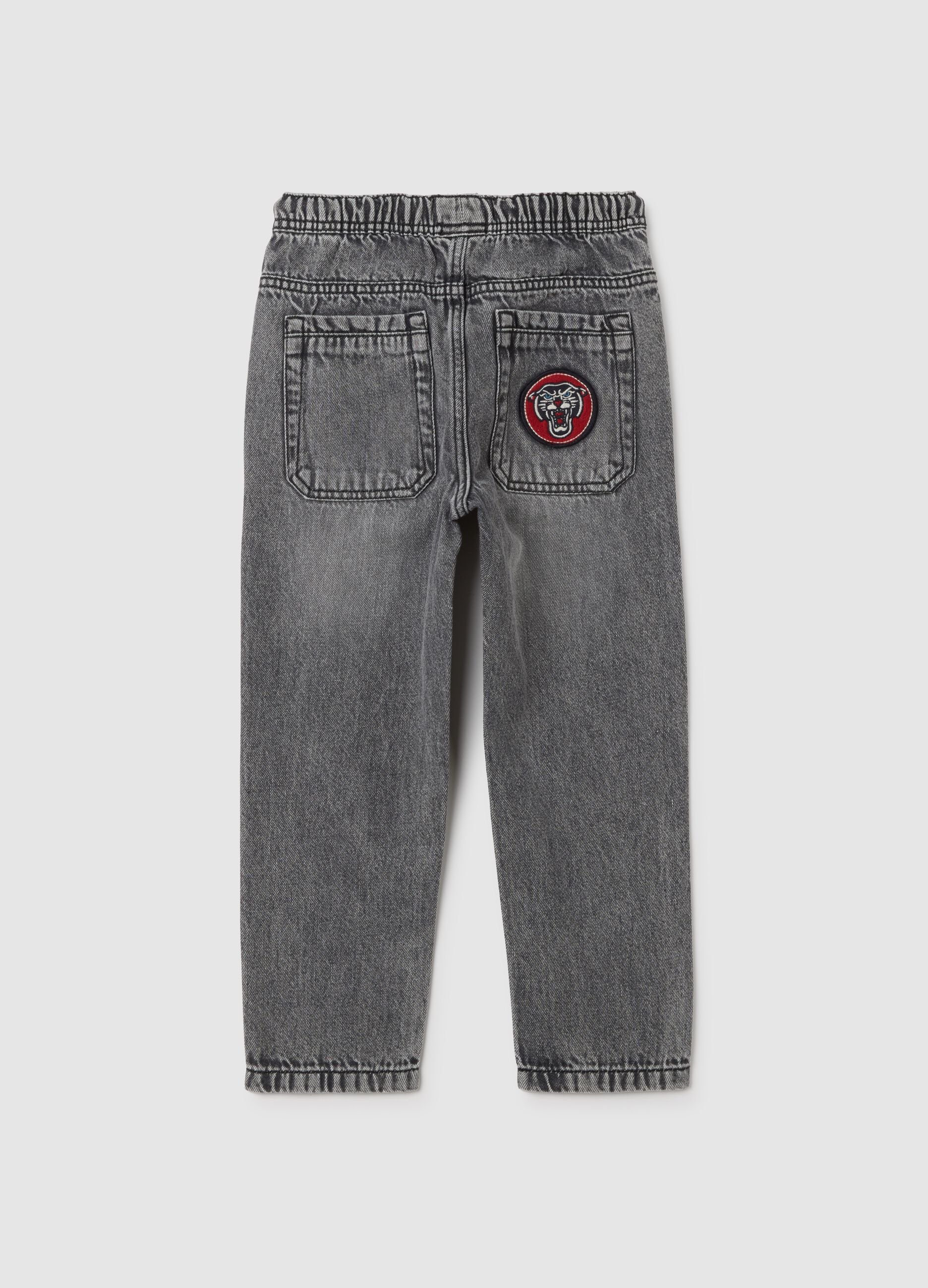 Children's grey cotton blend jeans with regular fit