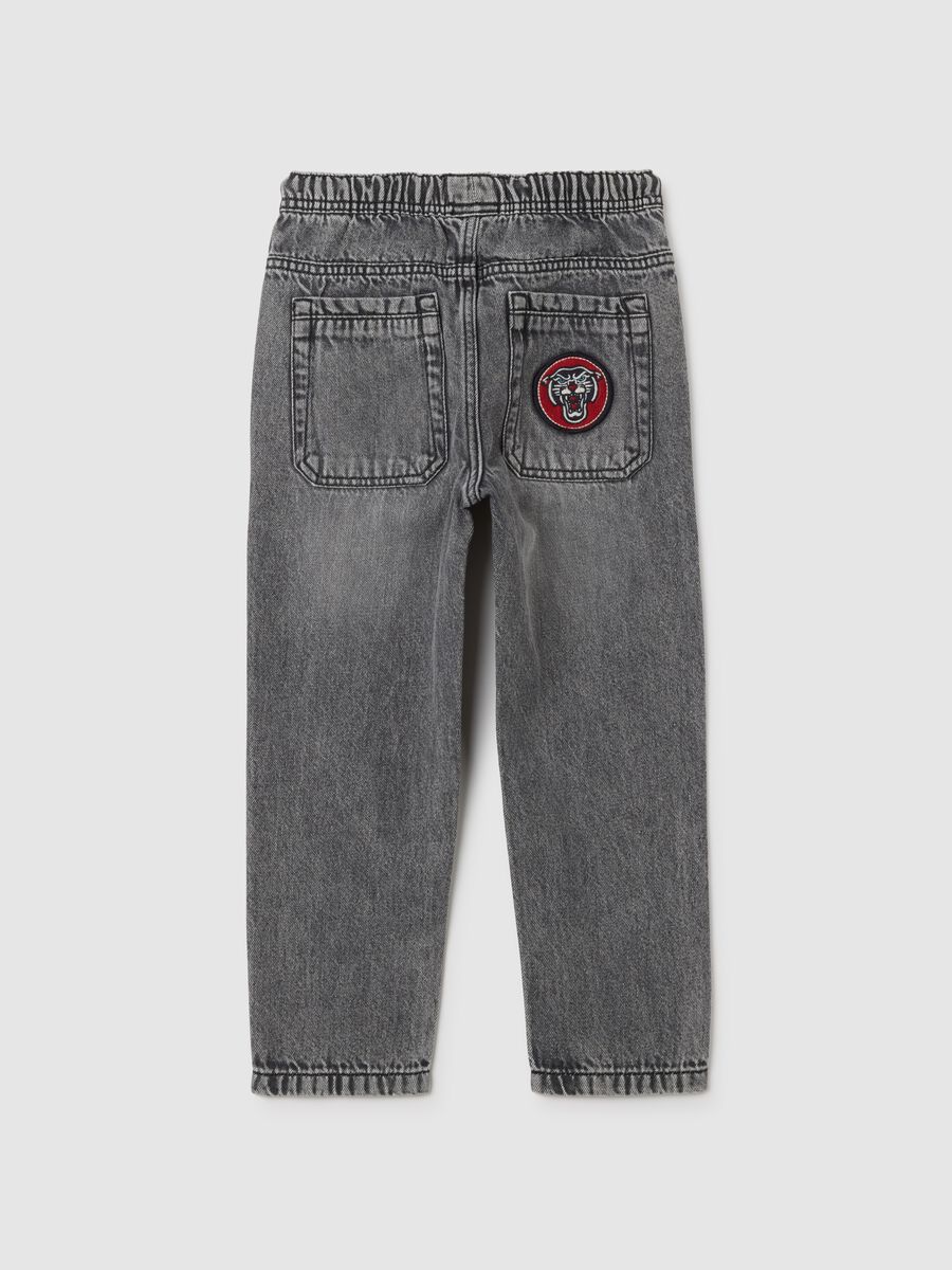 Children's grey cotton blend jeans with regular fit_1