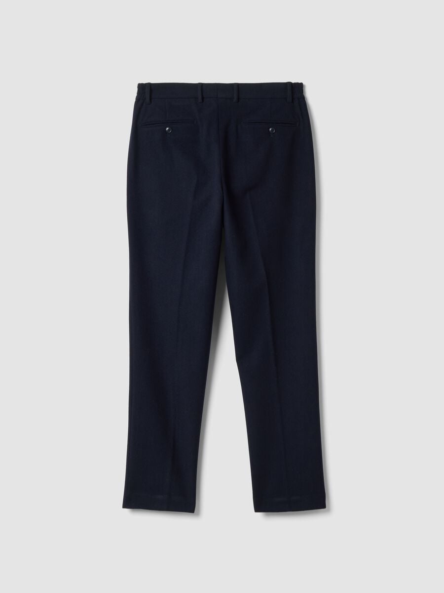 Pantaloni formali blu navy in misto lana e viscosa carrot fit_2