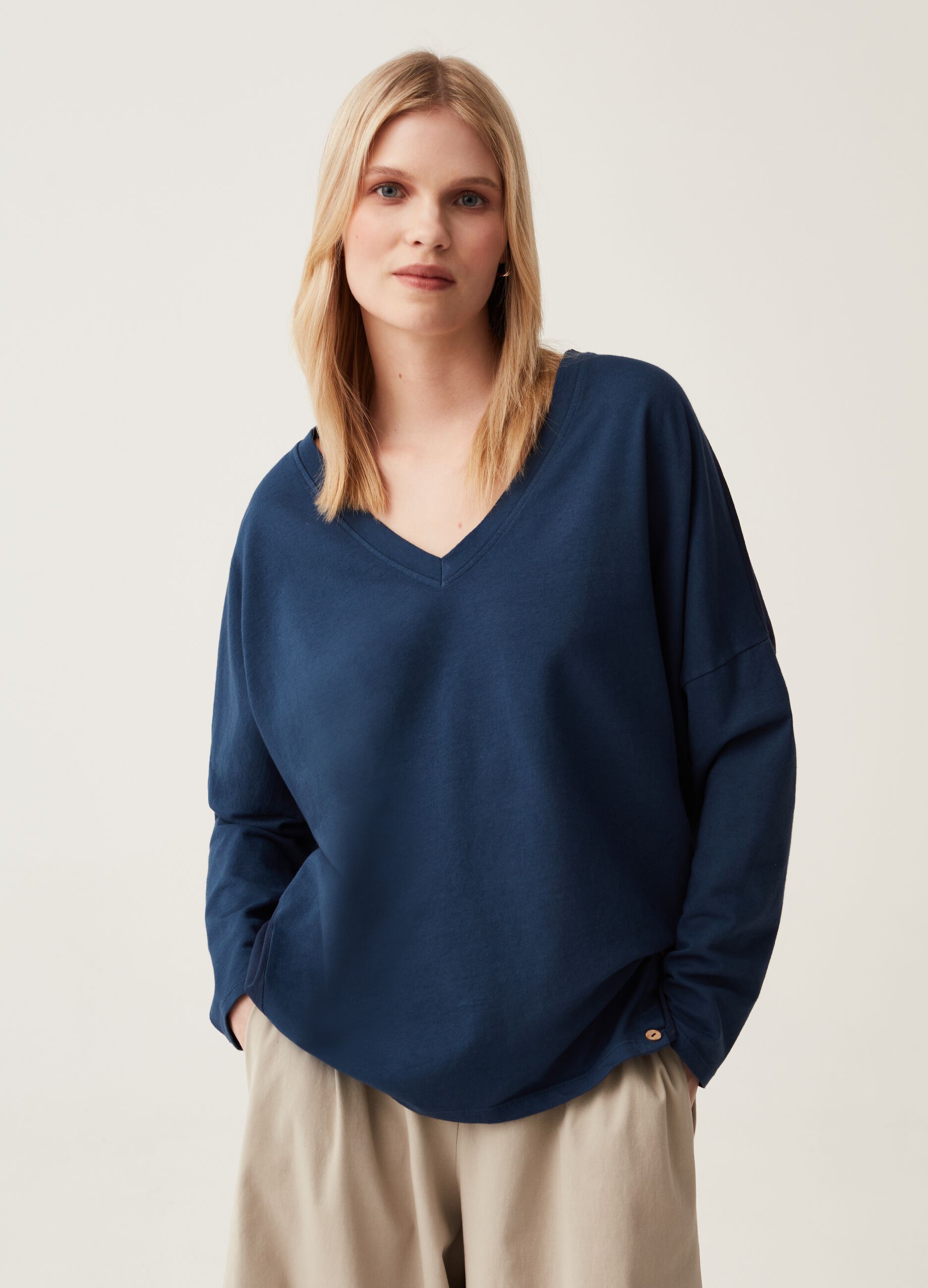 Blusa in cotone con bottoni Hybrid_0