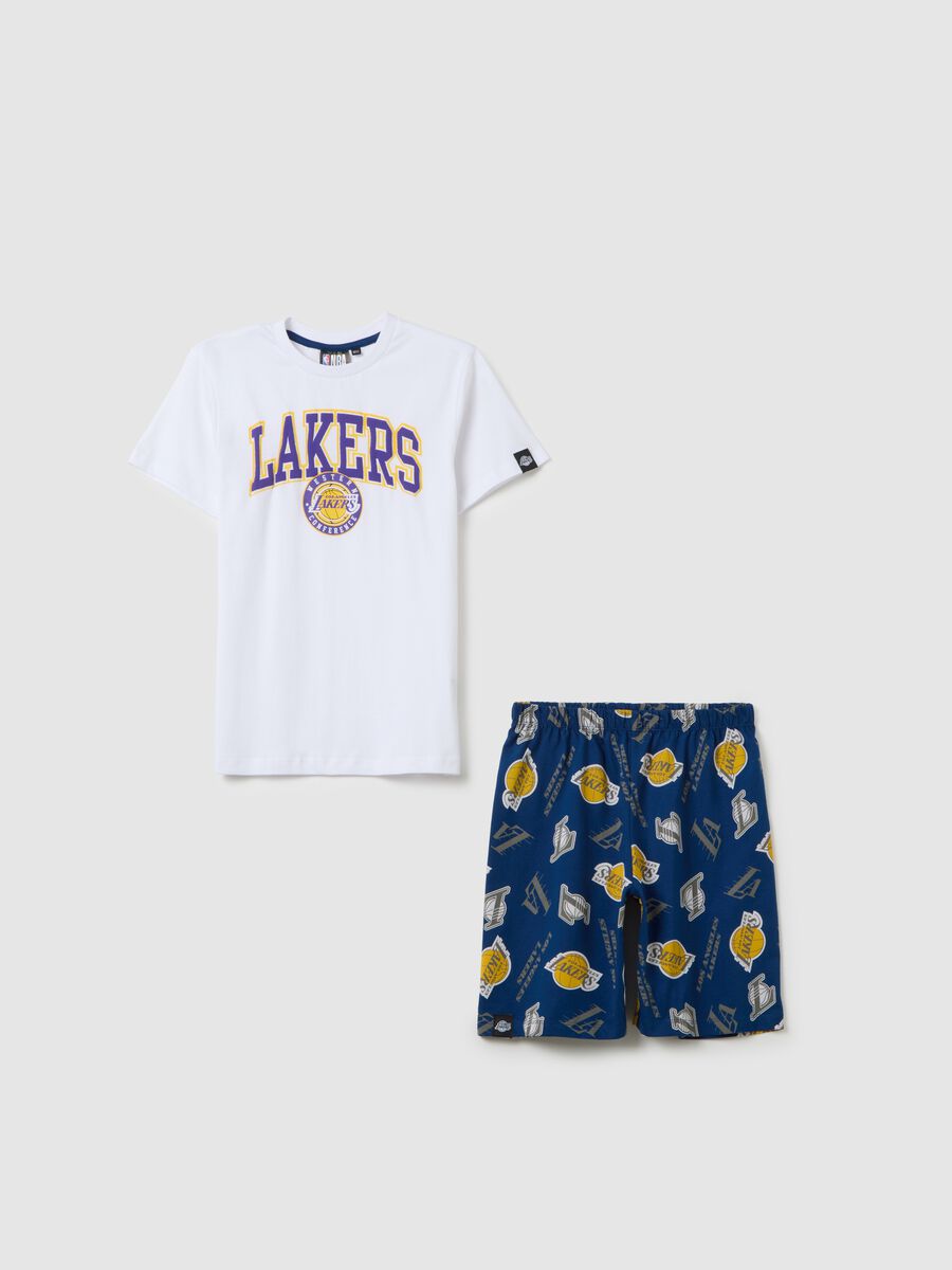 Completo da bambino in puro cotone multicolor con logo Lakers_0