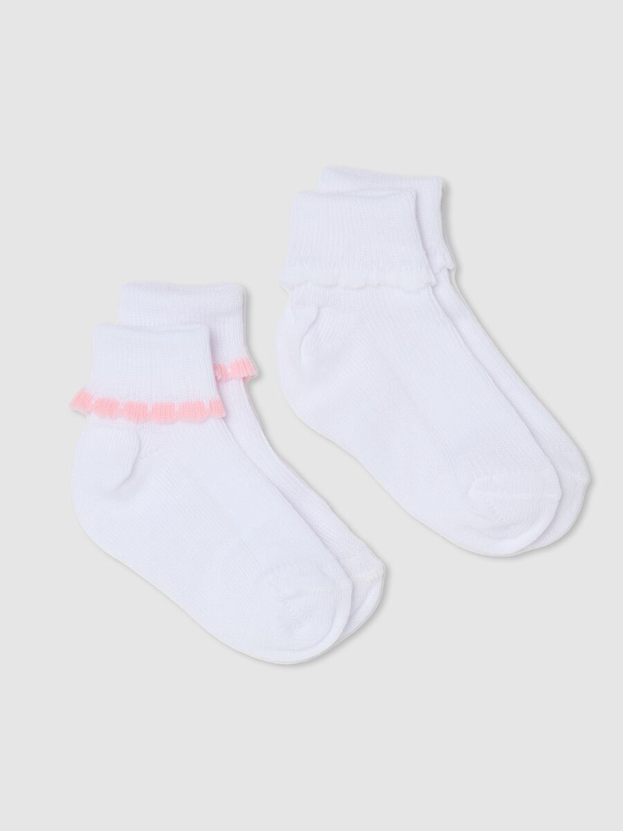 Multicolor cotton short socks for children with pink ruffle_0