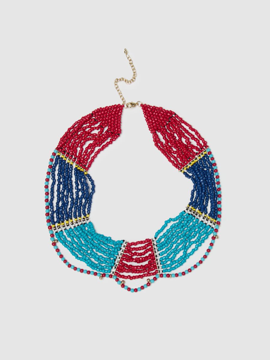 Colourblock choker with beads_0
