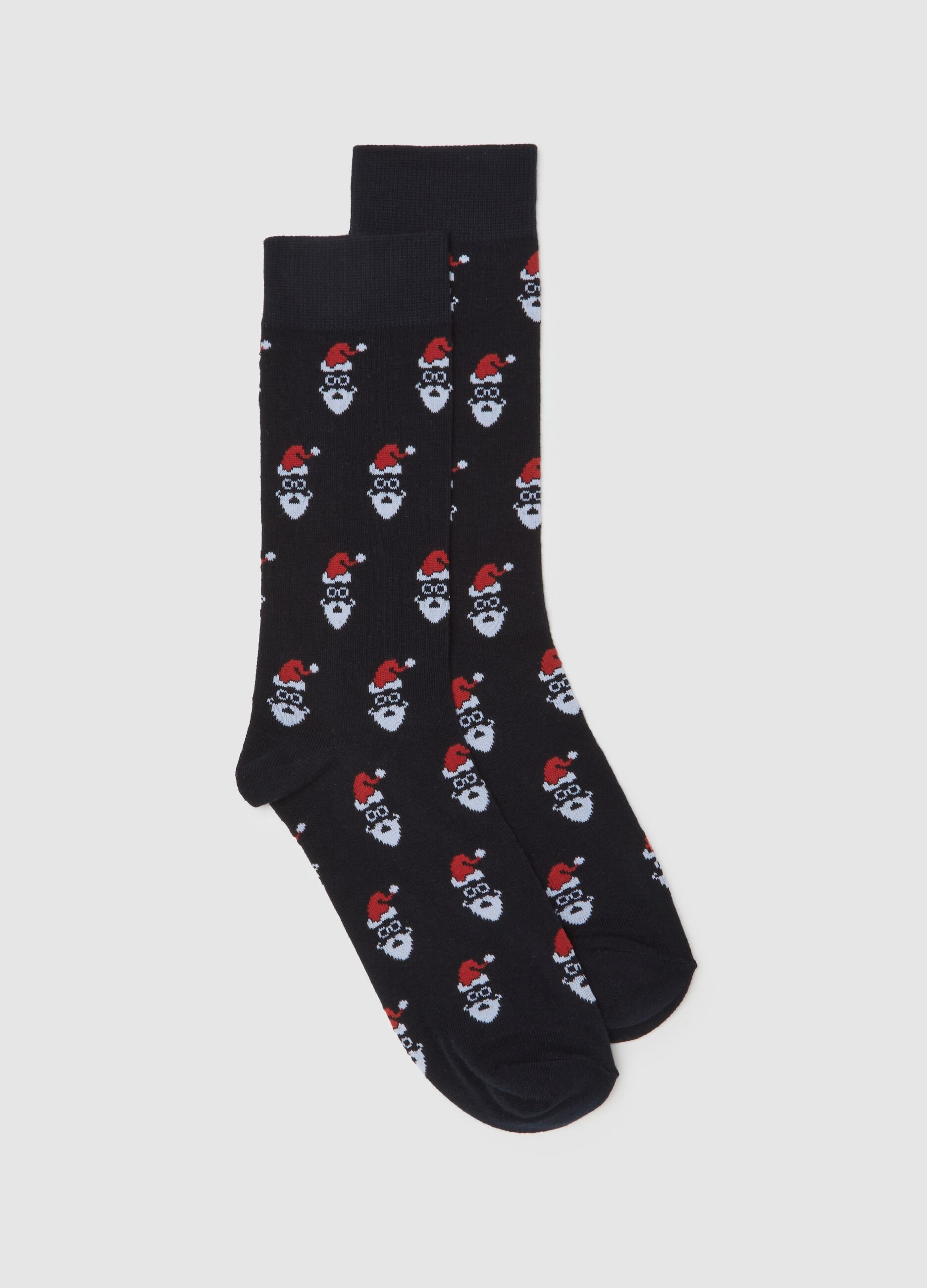 Black Cotton Blend Christmas Socks