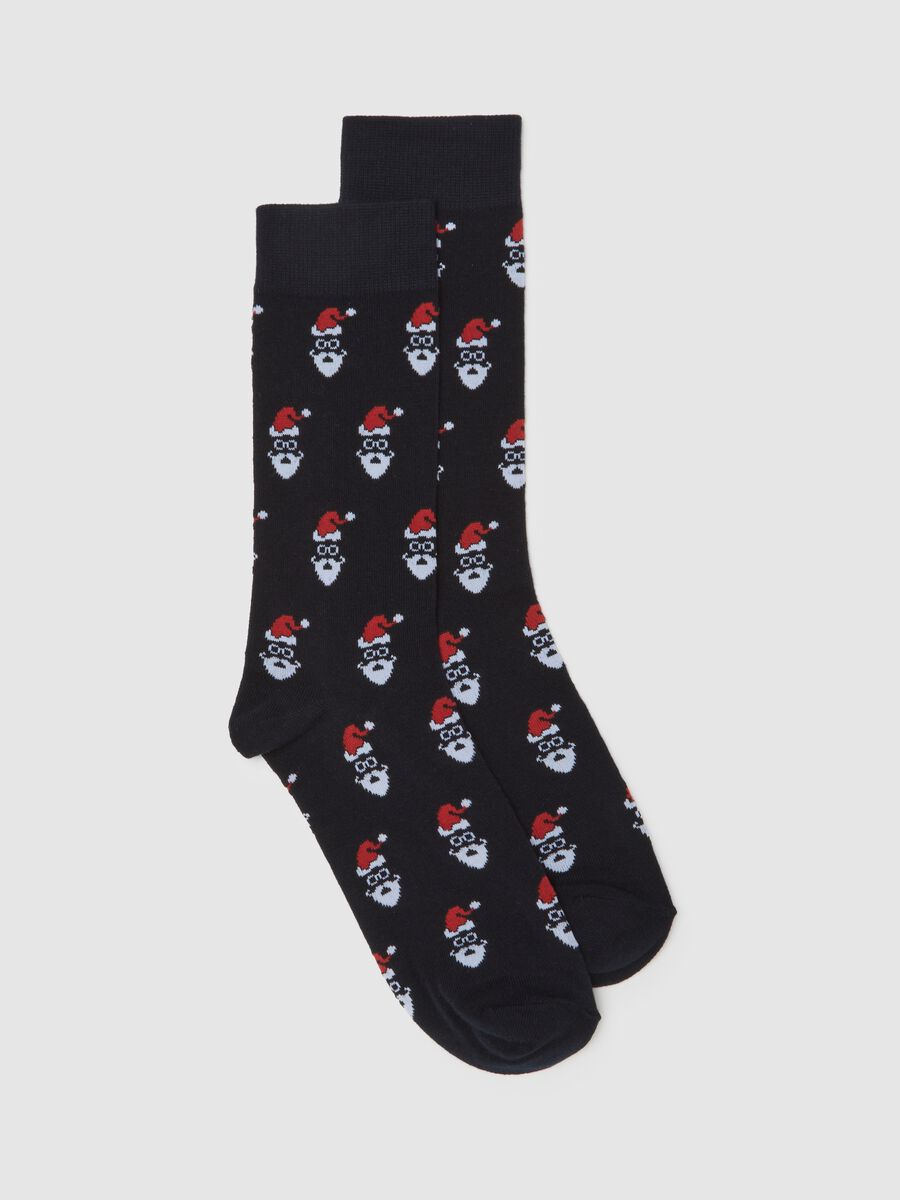 Black Cotton Blend Christmas Socks_0
