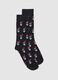 Black Cotton Blend Christmas Socks_0