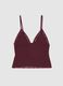 Red regular fit camisole with lace details and thin straps_4