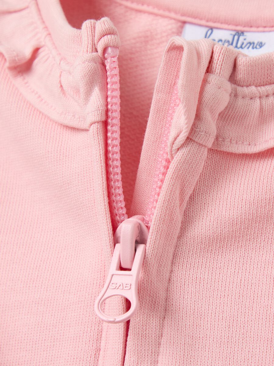 Full-zip in French Terry with embroidered flowers_3