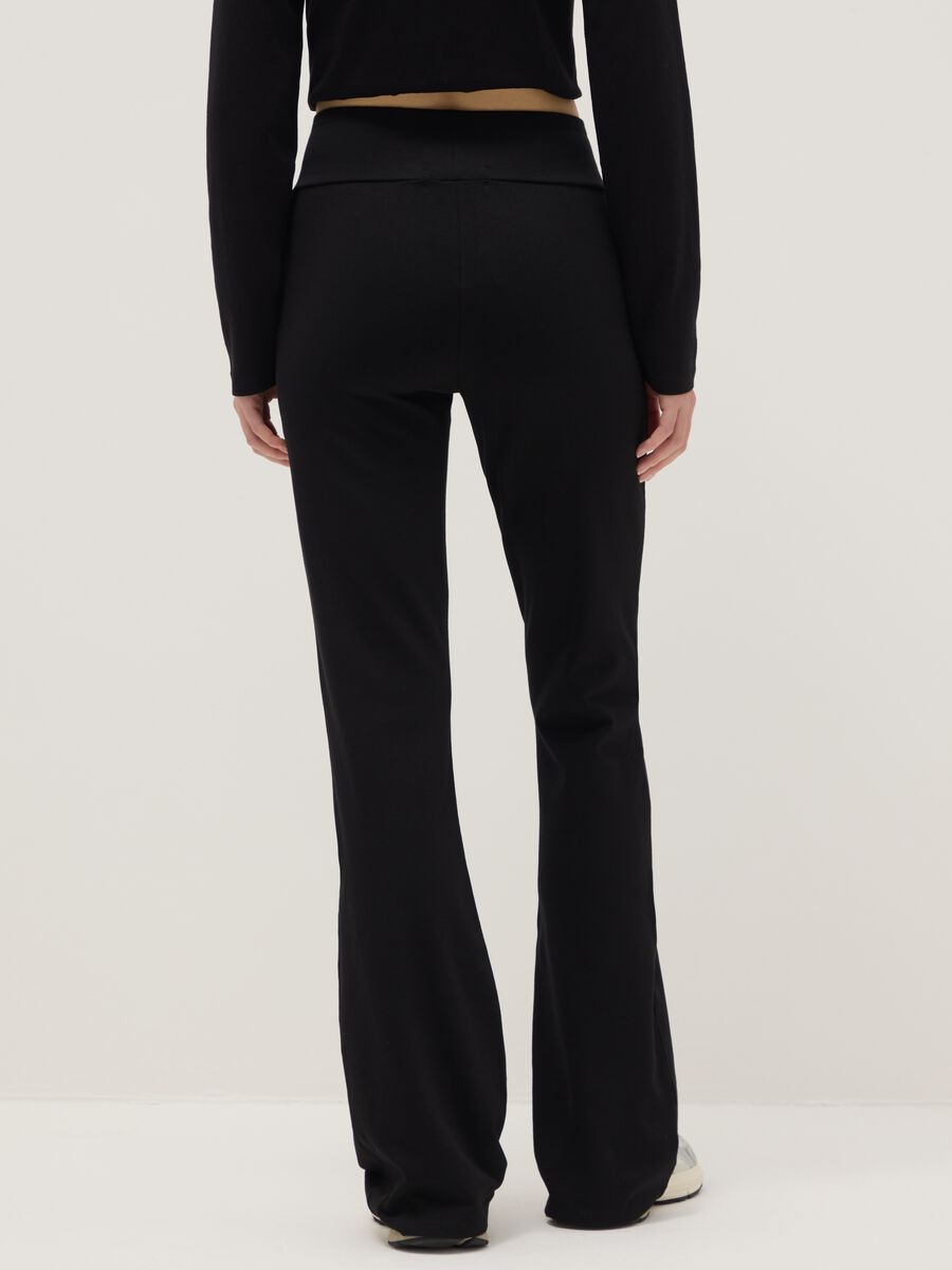 Black Flared Leggings in Stretch Cotton_2