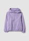 Purple hooded rain jacket with zip for girls_4