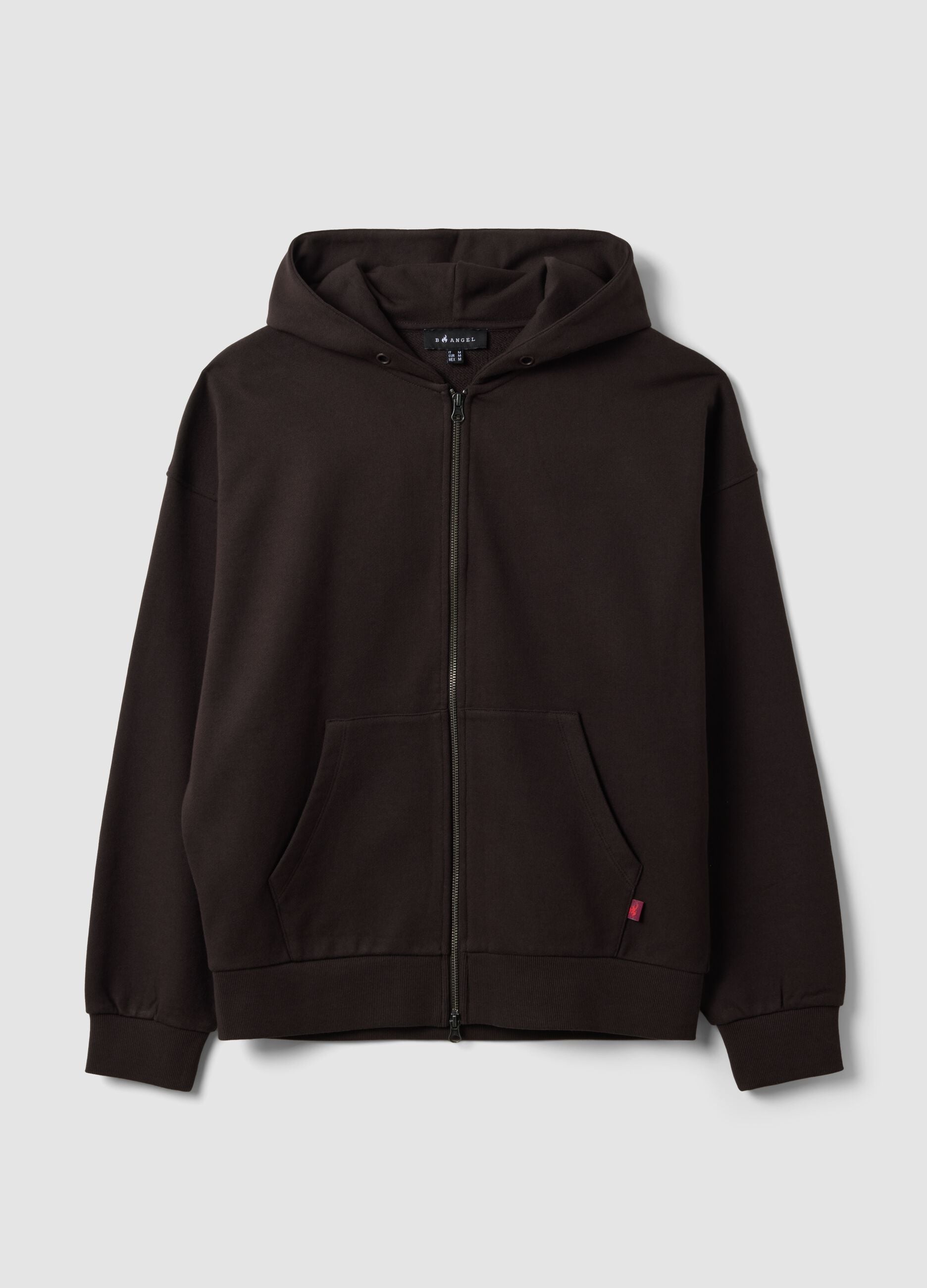 Brown cropped pure cotton hoodie with oversized fit