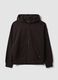 Brown cropped pure cotton hoodie with oversized fit_0