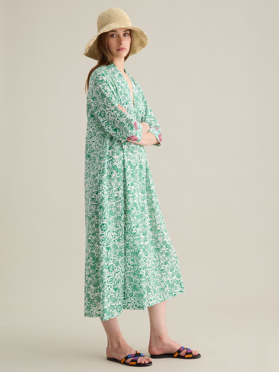 Abito lungo da donna in puro cotone multicolor_1