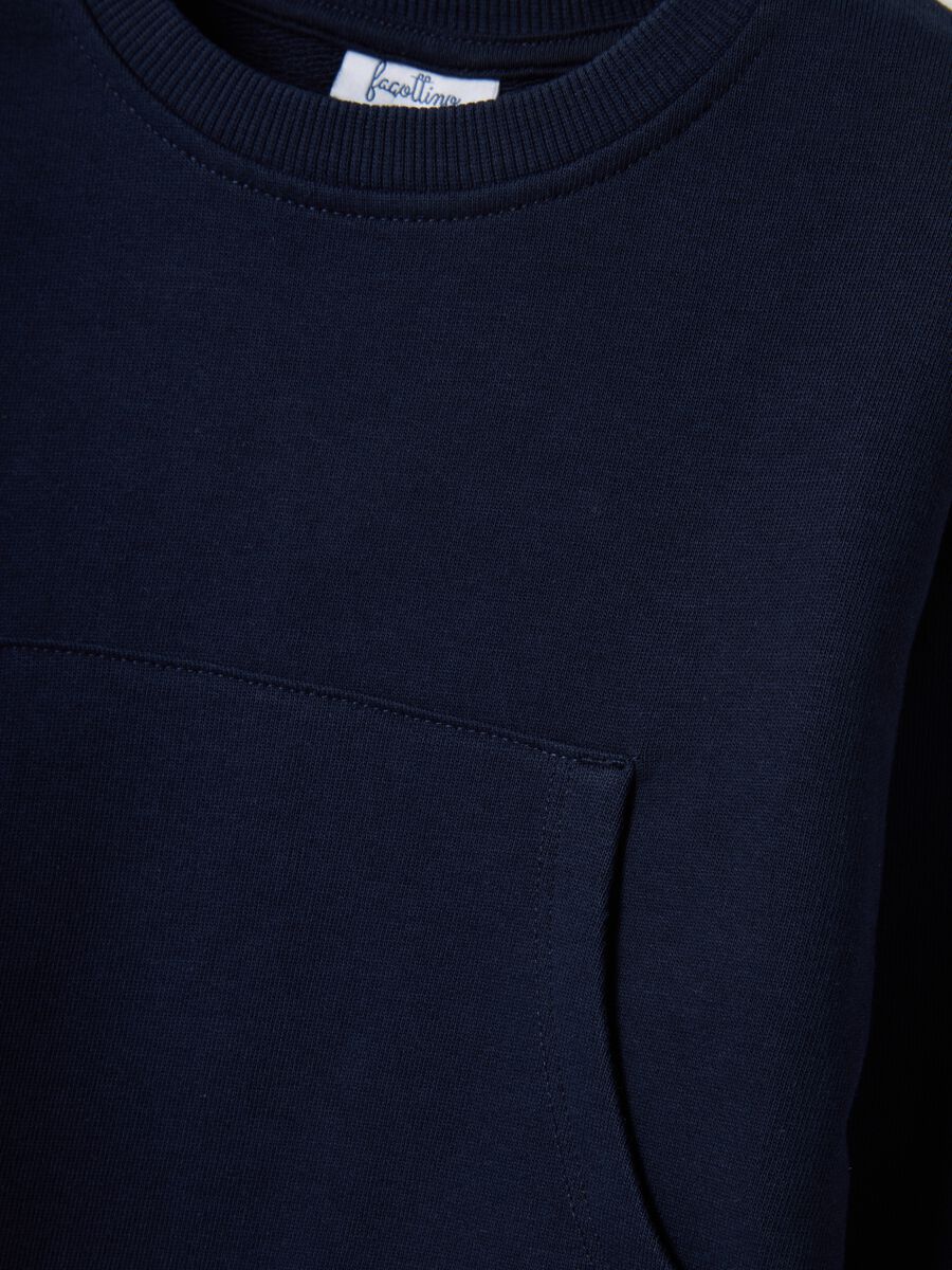 Blue pure cotton sweatshirt for baby, regular fit with pocket_2