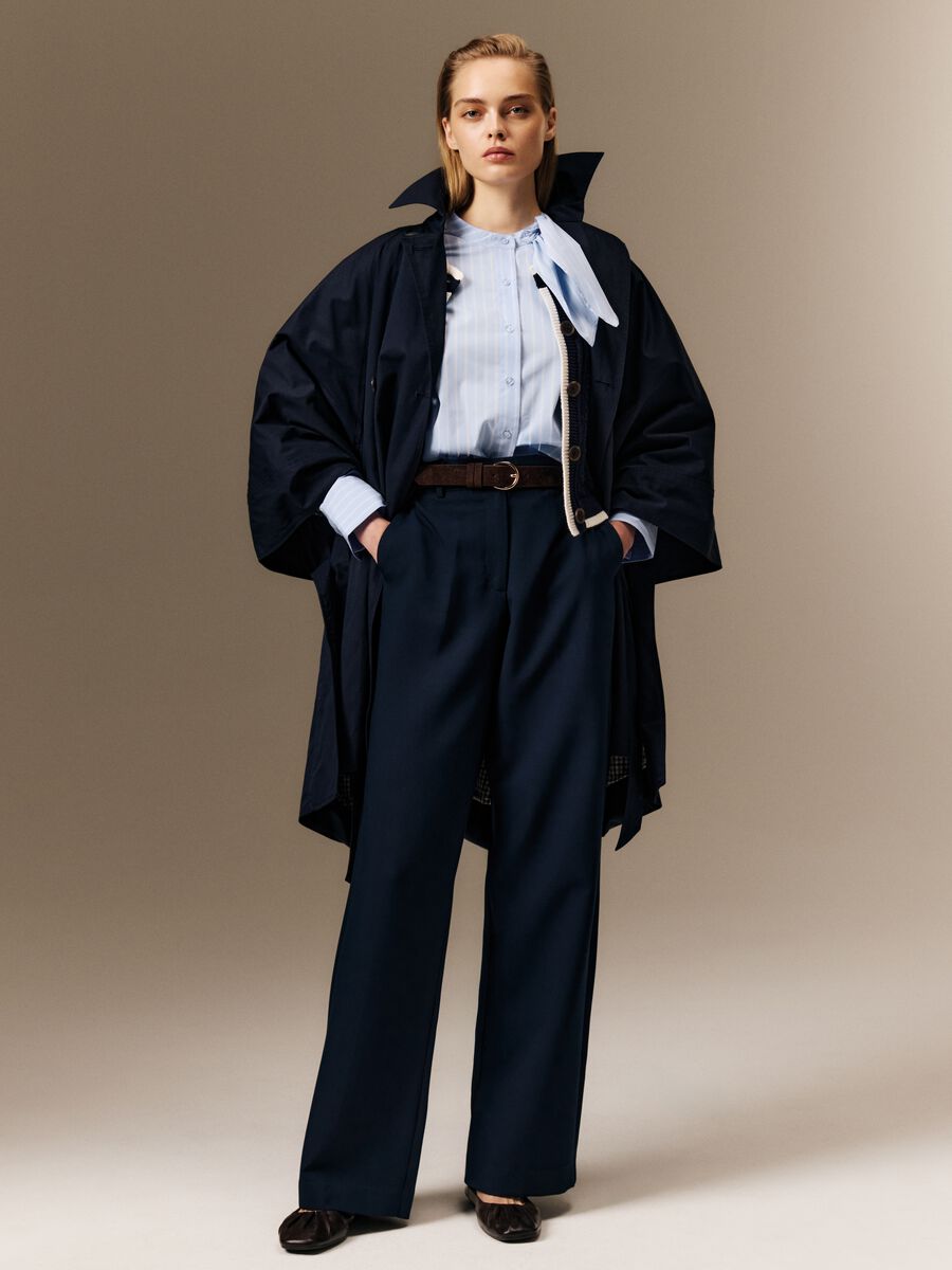 Elegant Blue Straight Trousers_0