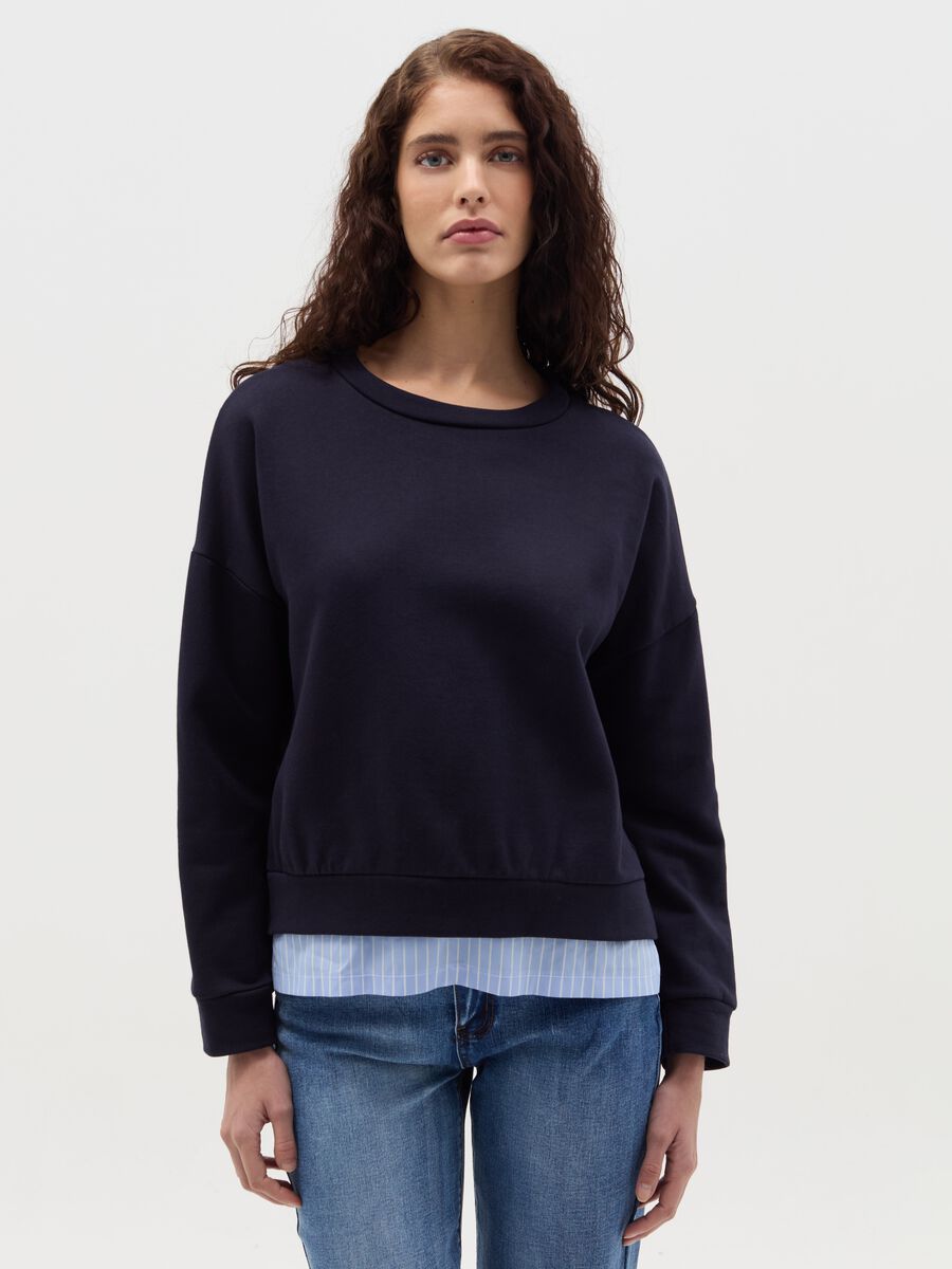 Sweatshirt with layered-effect insert_0