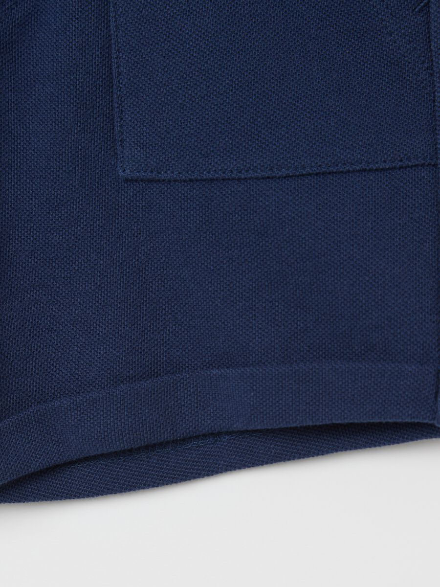 Blue shorts in cotton and viscose with drawstring_3