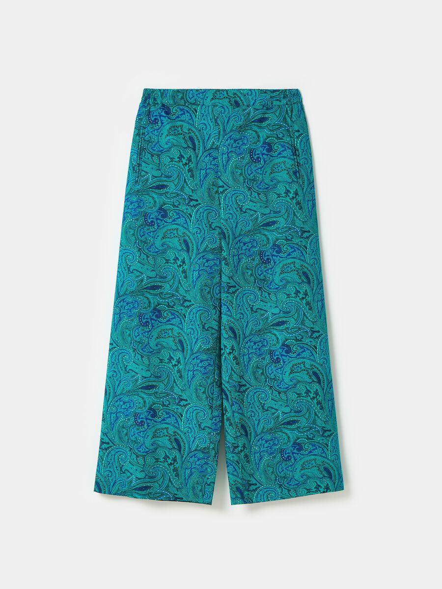 Pantalone crop wide leg con stampa paisley_3