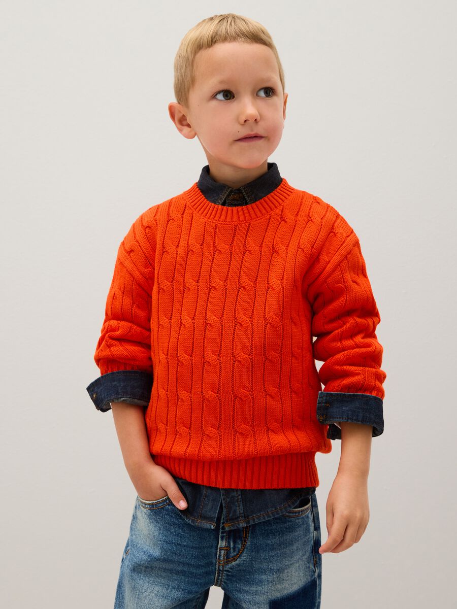 Child's orange pure cotton sweater regular fit_0