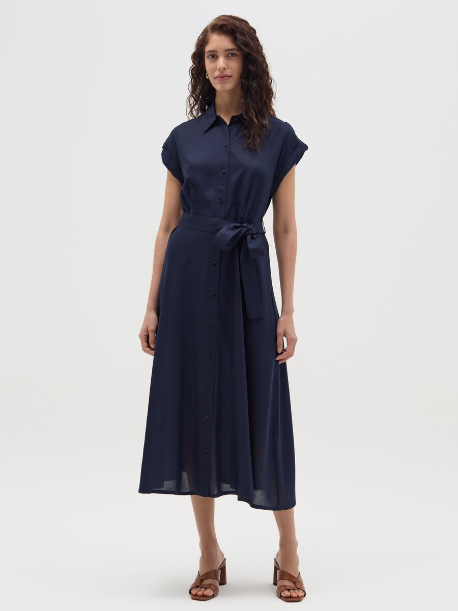 Long shirt dress with belt_0