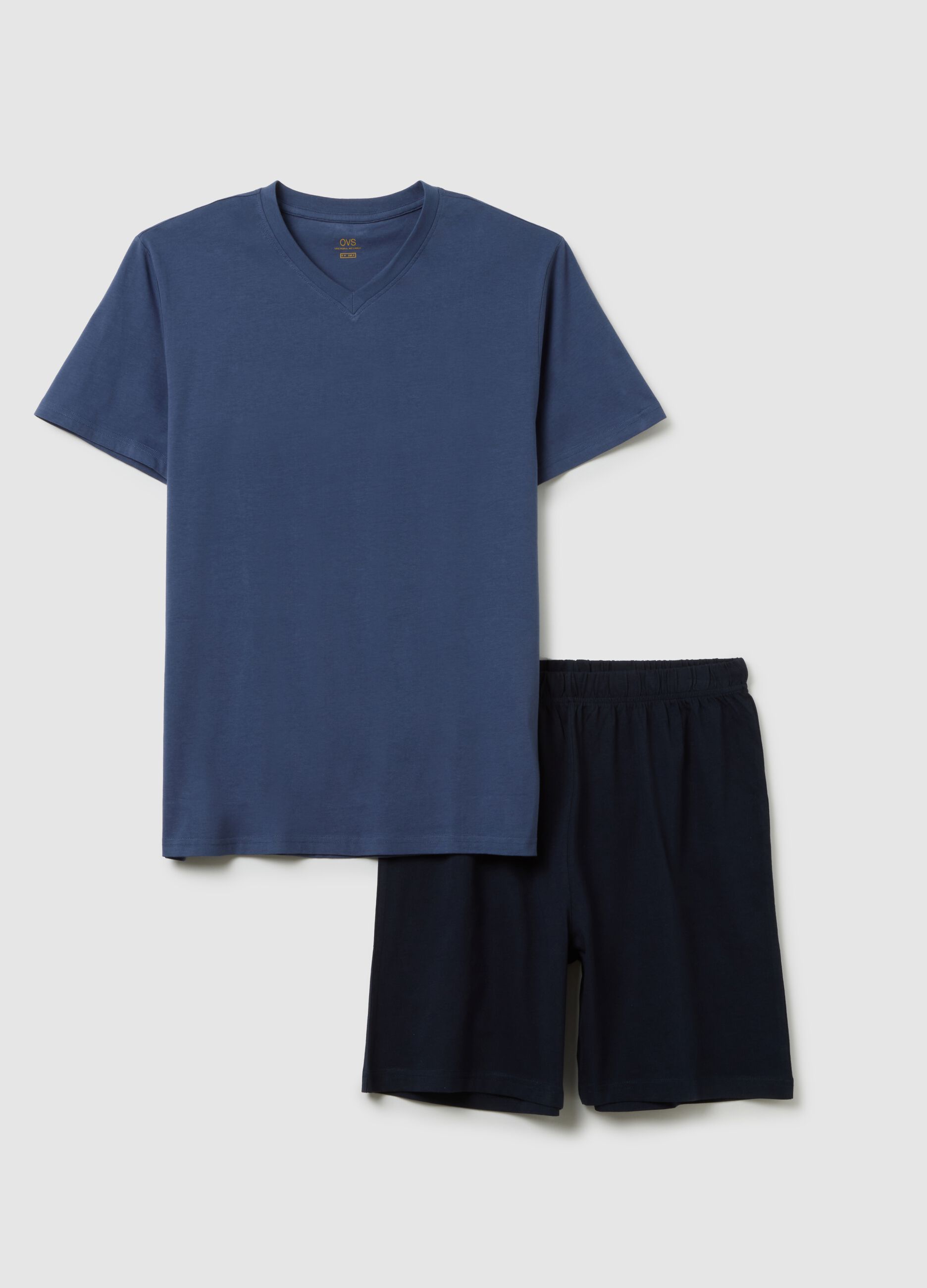 Pigiama in puro cotone blu regular fit
