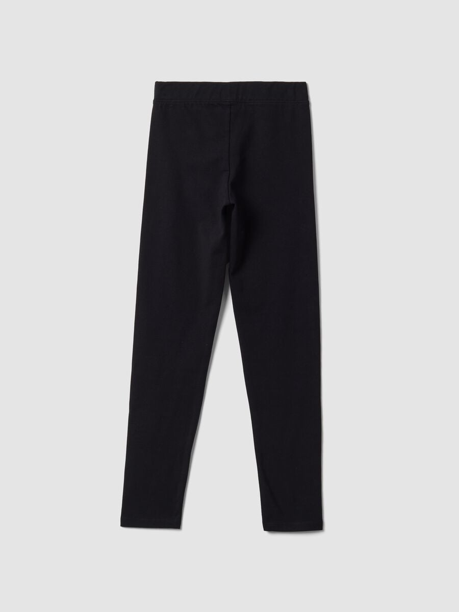 Leggings neri in cotone organico elasticizzato skinny fit per ragazza_1