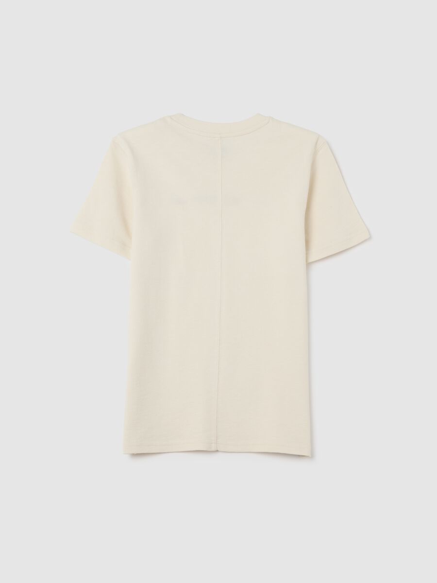 T-shirt da ragazzo in puro cotone beige regular fit con stampe_4