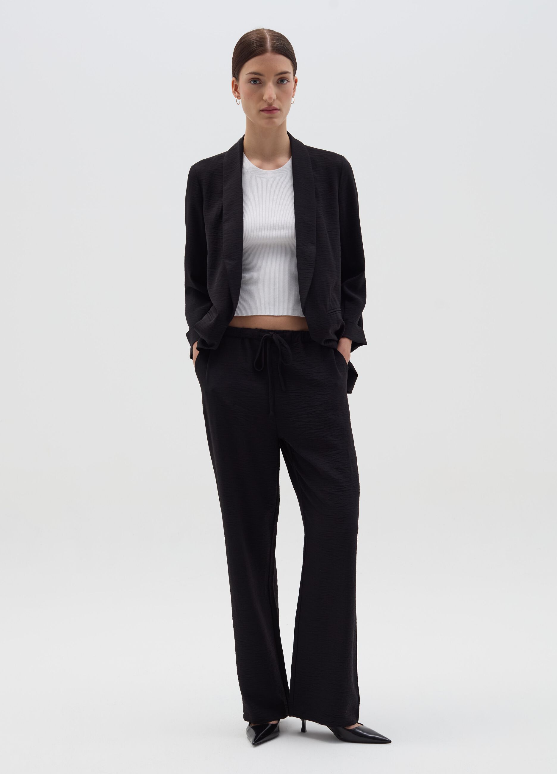 Pantalone fluido effetto crinkle
