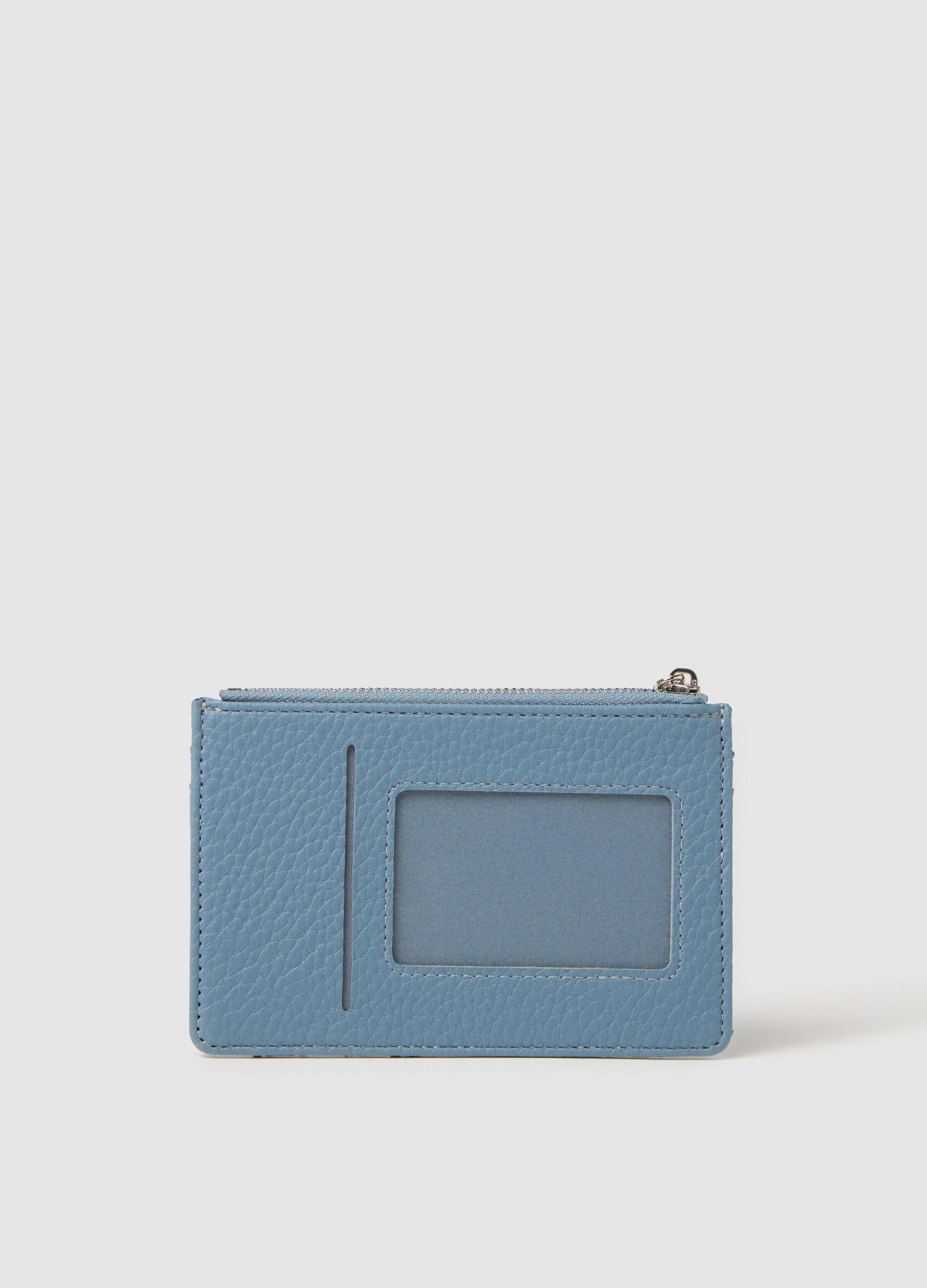 Light blue textured-effect credit card holder