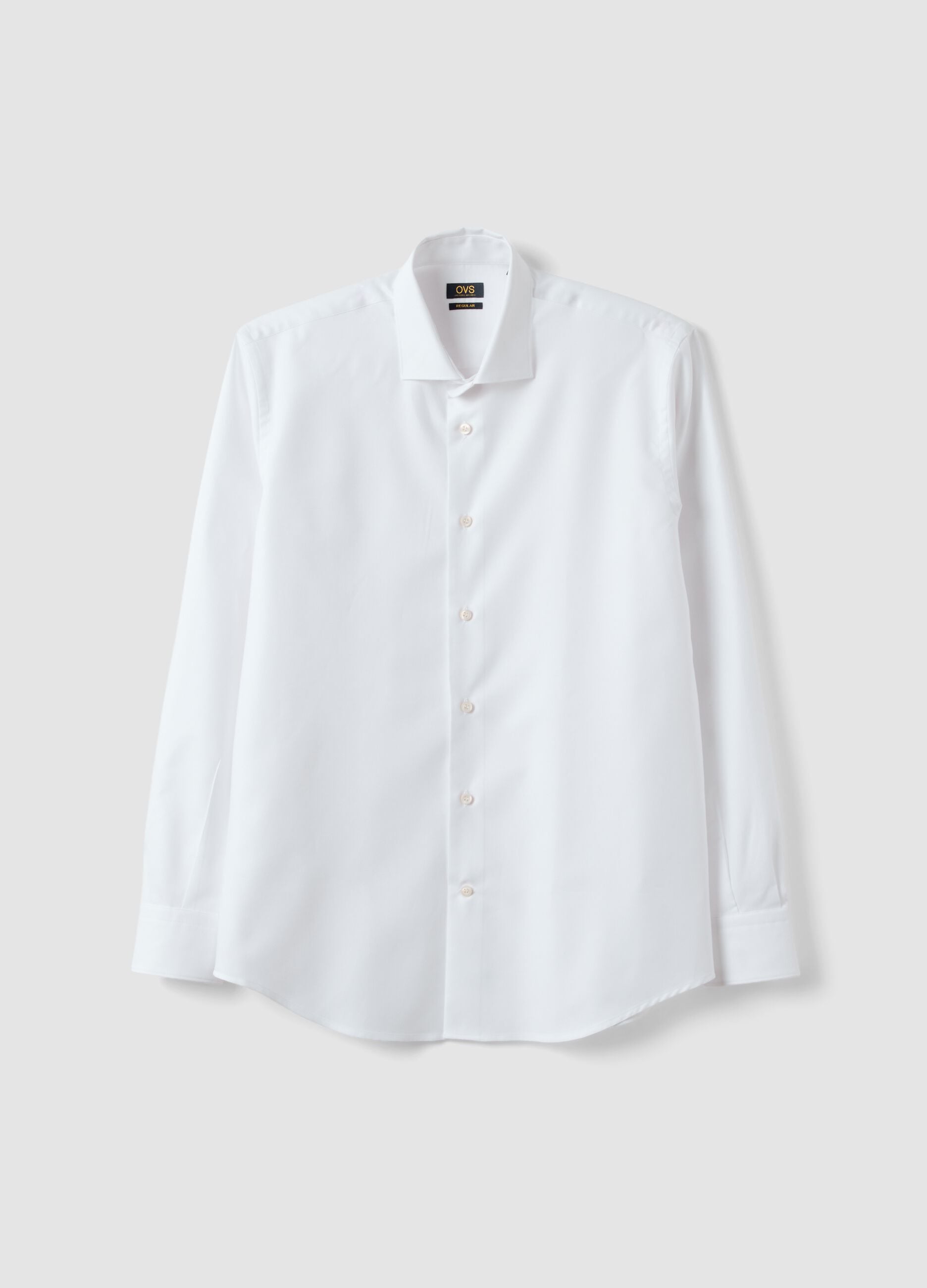 White pure cotton dobby shirt, regular fit