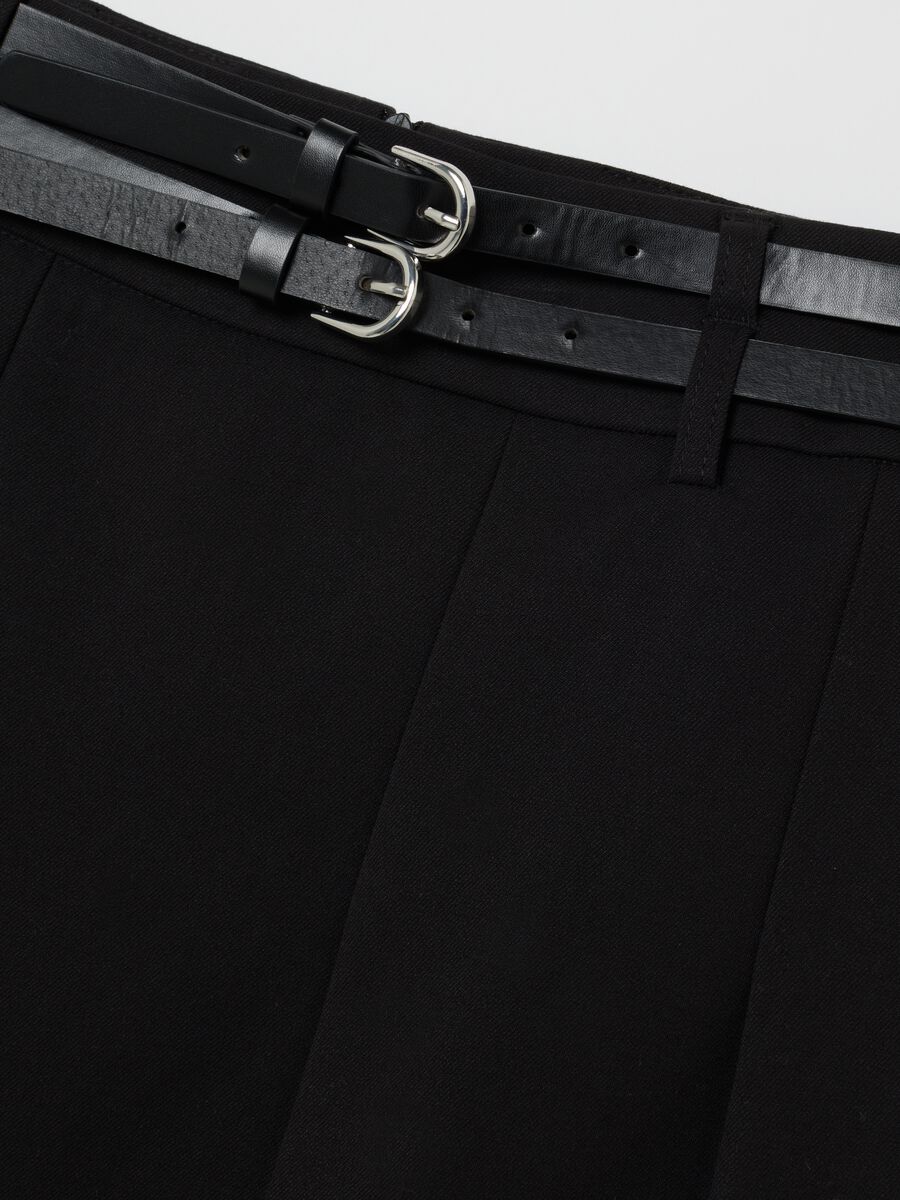 Gonna in tessuto elasticizzato nera regular fit_5