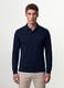Navy stretch-cotton long-sleeve polo shirt, regular fit_0