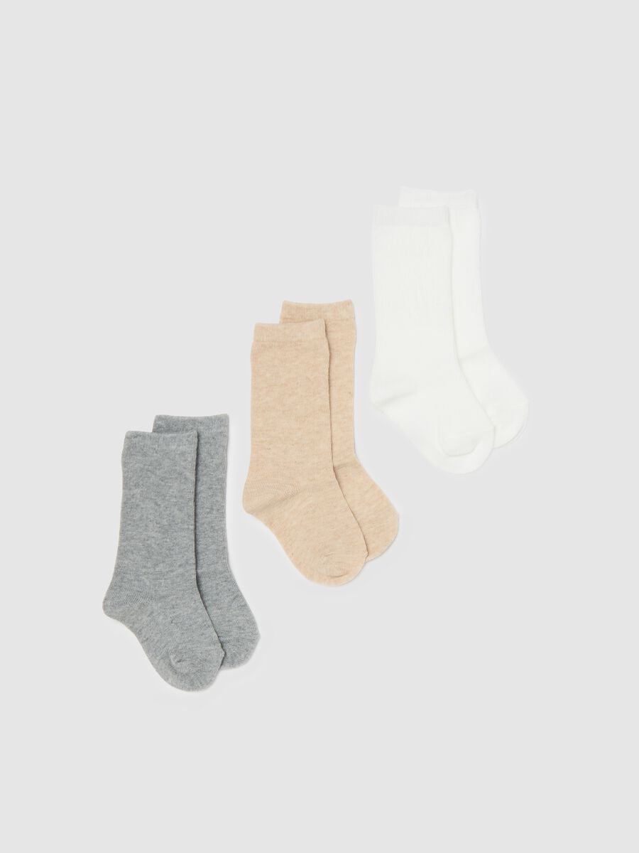 Baby girl's long socks tripack in multicolour cotton blend_0